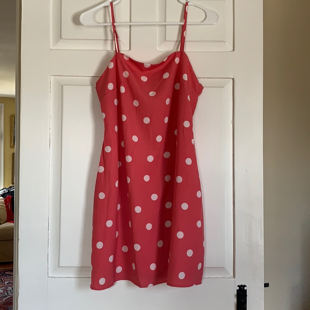 Pink polka dot dress